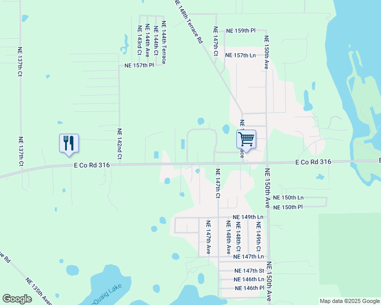 map of restaurants, bars, coffee shops, grocery stores, and more near 14671 East Highway 316 in Fort McCoy