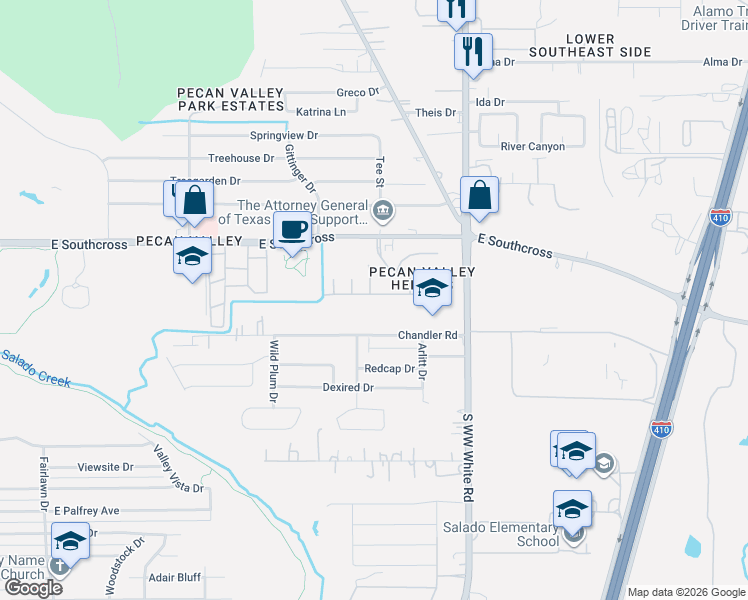 map of restaurants, bars, coffee shops, grocery stores, and more near 5239 Canary Hollow in San Antonio