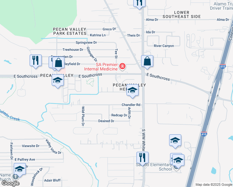 map of restaurants, bars, coffee shops, grocery stores, and more near 4310 Swan Forest in San Antonio