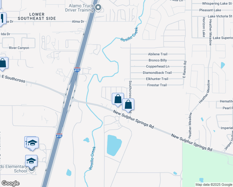 map of restaurants, bars, coffee shops, grocery stores, and more near 80 Alysheba in San Antonio