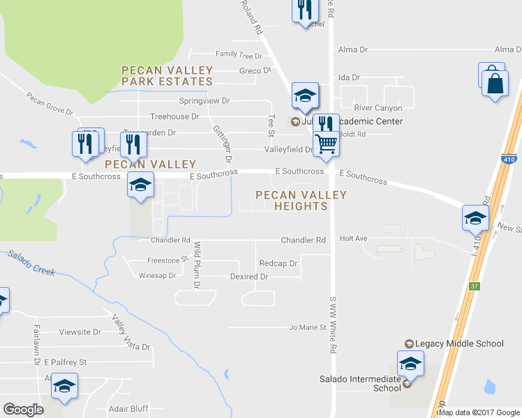 map of restaurants, bars, coffee shops, grocery stores, and more near 5239 Canary Hollow in San Antonio