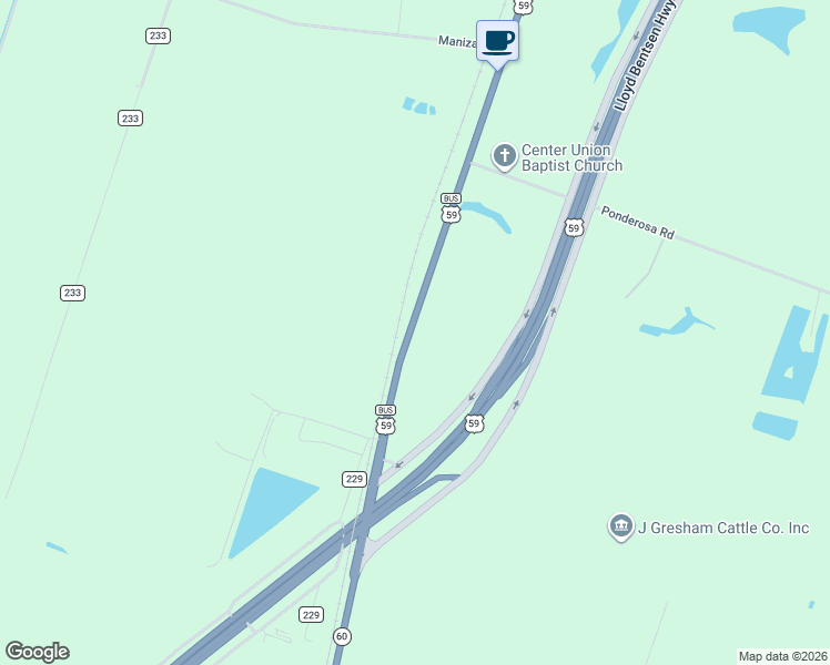 map of restaurants, bars, coffee shops, grocery stores, and more near 5710 Texas 60 in Hungerford