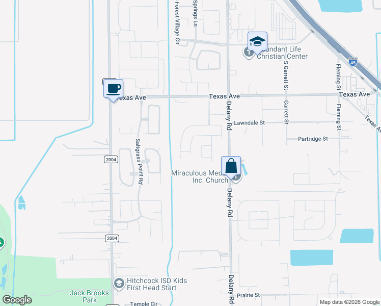 map of restaurants, bars, coffee shops, grocery stores, and more near 805 Brushfield Court in La Marque