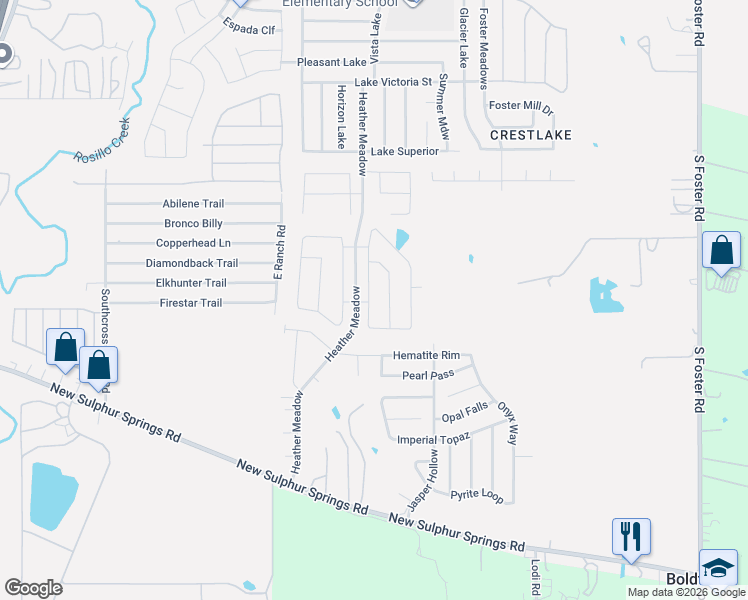 map of restaurants, bars, coffee shops, grocery stores, and more near 5753 New Sulphur Springs Road in San Antonio