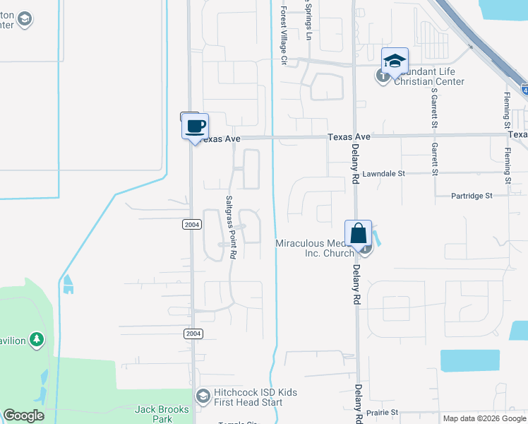 map of restaurants, bars, coffee shops, grocery stores, and more near 805 Brushfield Court in La Marque