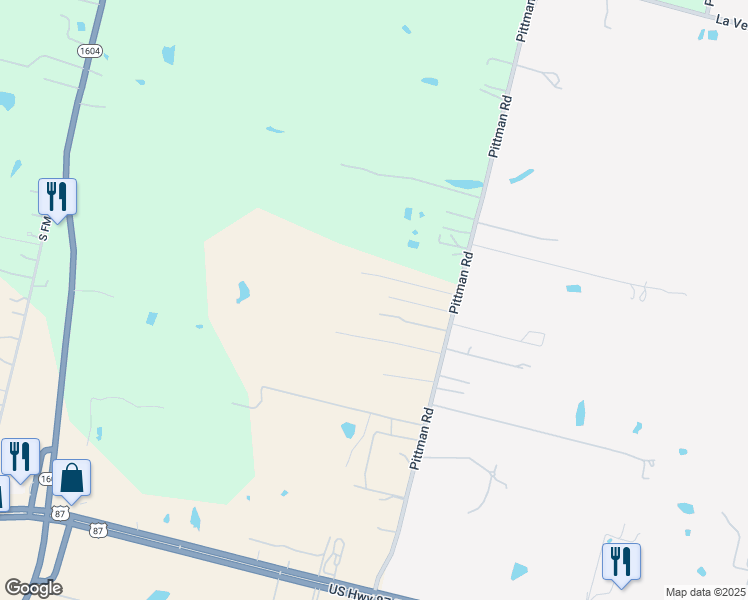 map of restaurants, bars, coffee shops, grocery stores, and more near 5049 Pittman Road in Adkins