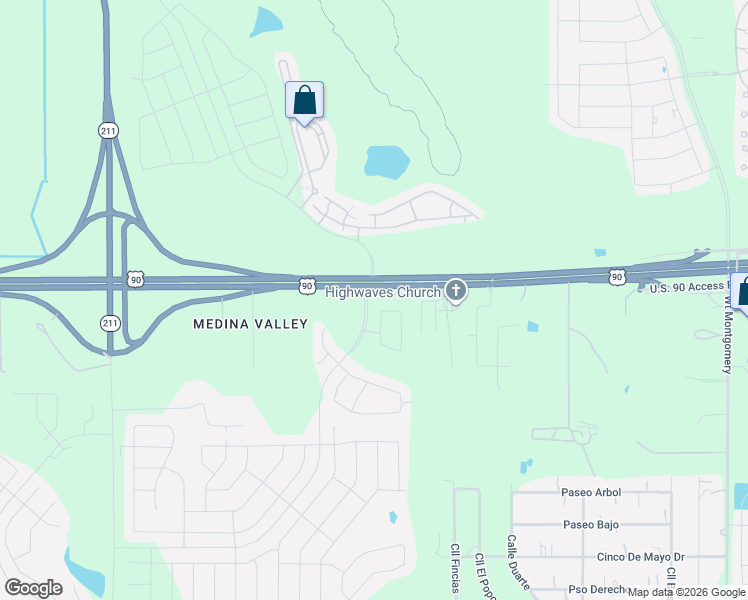 map of restaurants, bars, coffee shops, grocery stores, and more near 13014 Mezzo Breeze in San Antonio