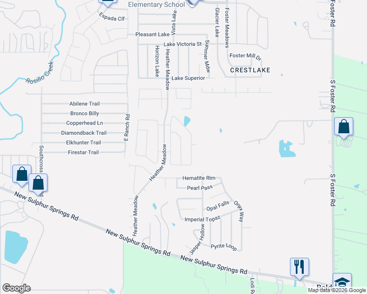 map of restaurants, bars, coffee shops, grocery stores, and more near 5753 New Sulphur Springs Road in San Antonio