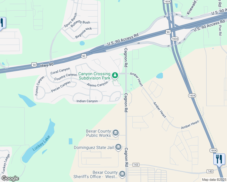 map of restaurants, bars, coffee shops, grocery stores, and more near 5839 Blonde Canyon in San Antonio