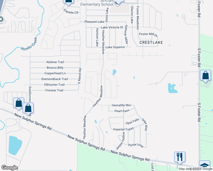 map of restaurants, bars, coffee shops, grocery stores, and more near 5753 New Sulphur Springs Road in San Antonio