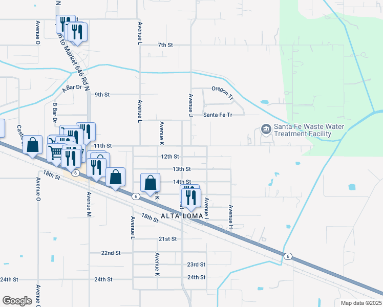 map of restaurants, bars, coffee shops, grocery stores, and more near 11920 12th Street in Santa Fe