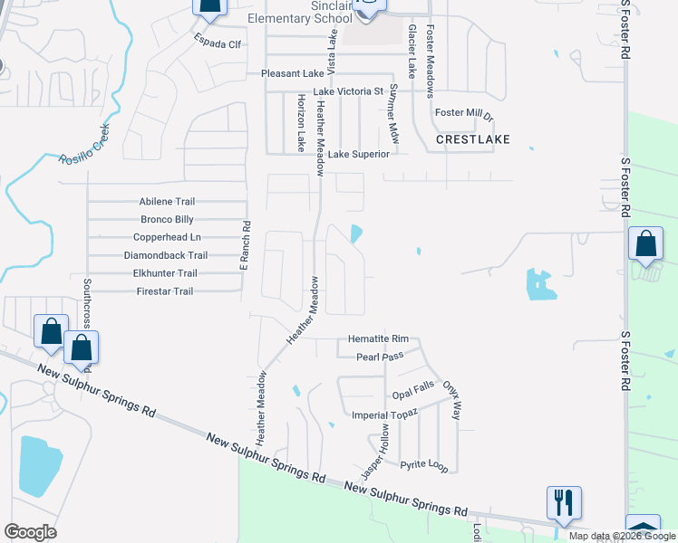 map of restaurants, bars, coffee shops, grocery stores, and more near 5753 New Sulphur Springs Road in San Antonio