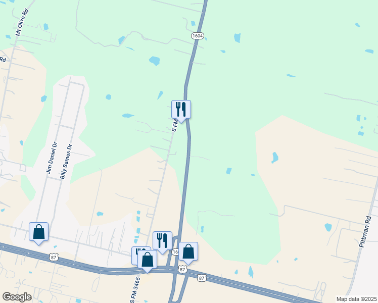 map of restaurants, bars, coffee shops, grocery stores, and more near West Loop 1604 South in Adkins