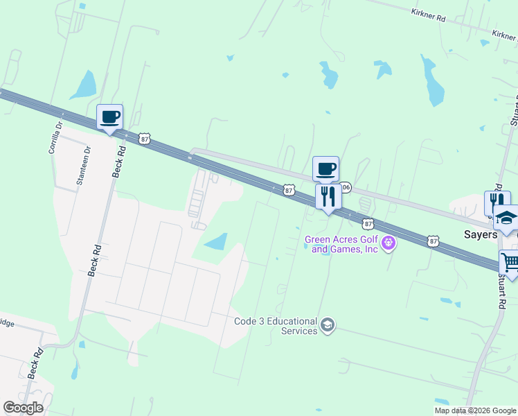 map of restaurants, bars, coffee shops, grocery stores, and more near 5008 Everly Terrace; in San Antonio