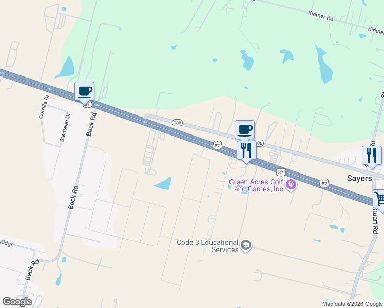 map of restaurants, bars, coffee shops, grocery stores, and more near 9268 US Highway 87 East in San Antonio