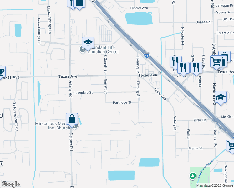 map of restaurants, bars, coffee shops, grocery stores, and more near 4905 Lawndale Street in La Marque
