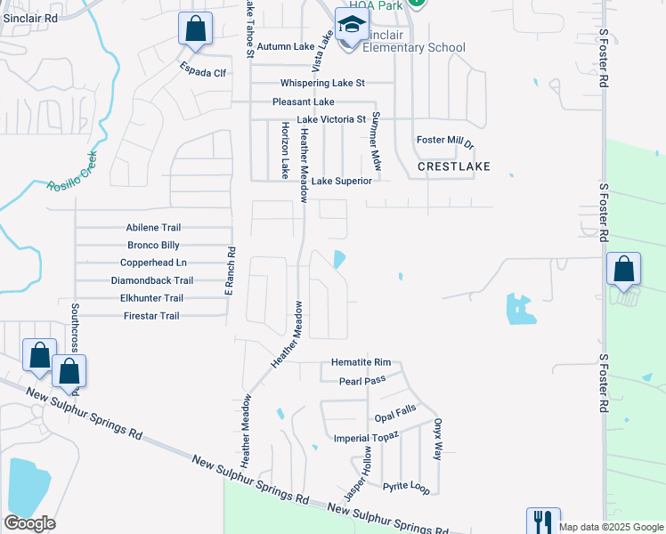 map of restaurants, bars, coffee shops, grocery stores, and more near 5753 New Sulphur Springs Road in San Antonio