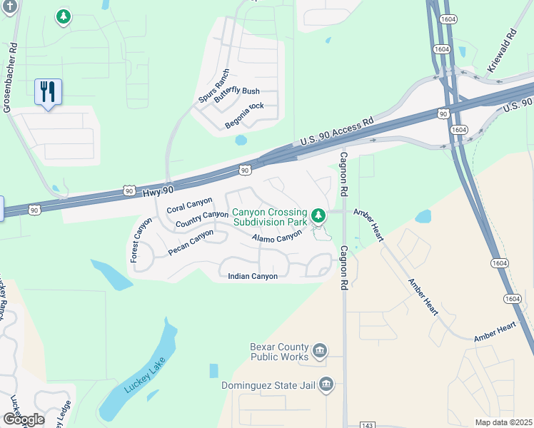 map of restaurants, bars, coffee shops, grocery stores, and more near 11115 Country Canyon in San Antonio
