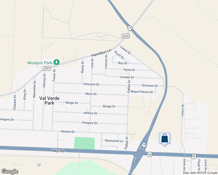 map of restaurants, bars, coffee shops, grocery stores, and more near 220 West Drive in Del Rio