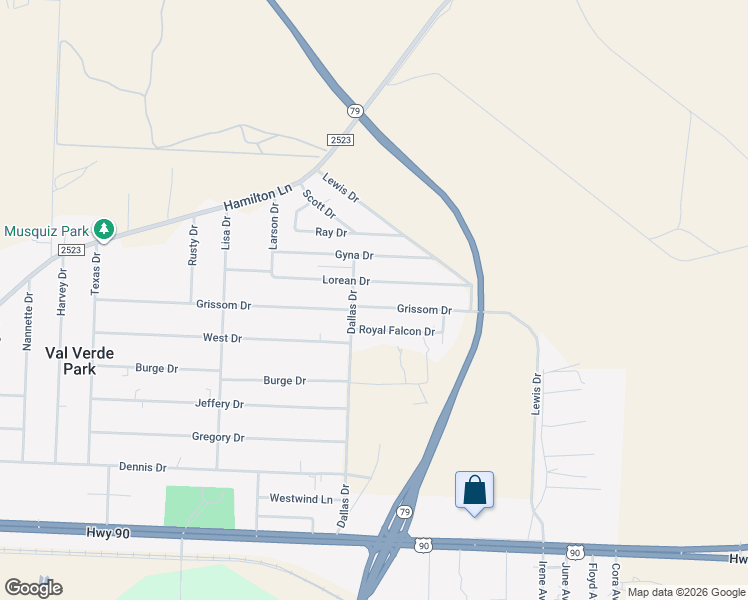 map of restaurants, bars, coffee shops, grocery stores, and more near 203 Lorean Drive in Del Rio