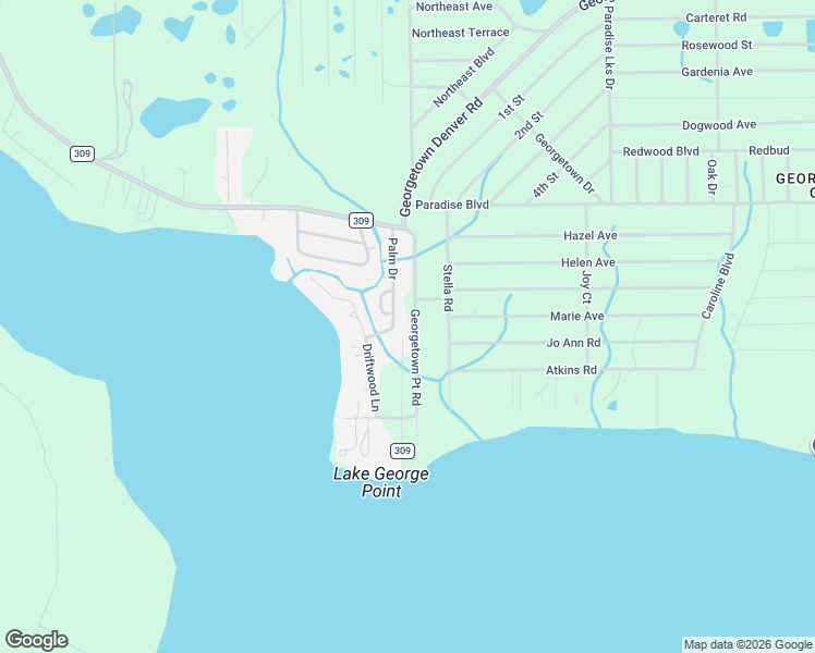 map of restaurants, bars, coffee shops, grocery stores, and more near 156 Palm Drive in Georgetown