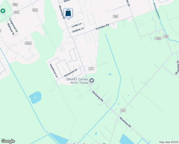 map of restaurants, bars, coffee shops, grocery stores, and more near 3835 County Road 161 in Alvin