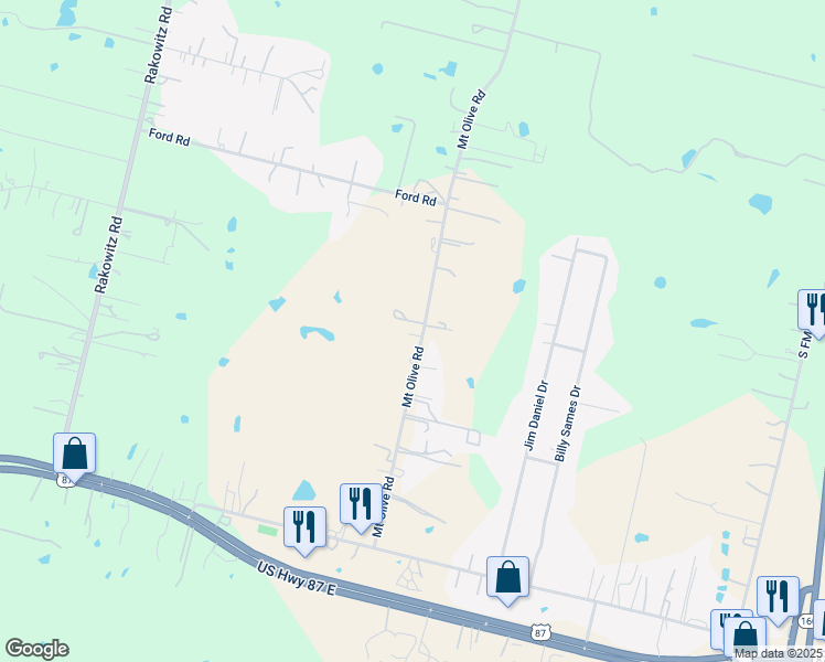 map of restaurants, bars, coffee shops, grocery stores, and more near 4781 Mount Olive Road in Adkins