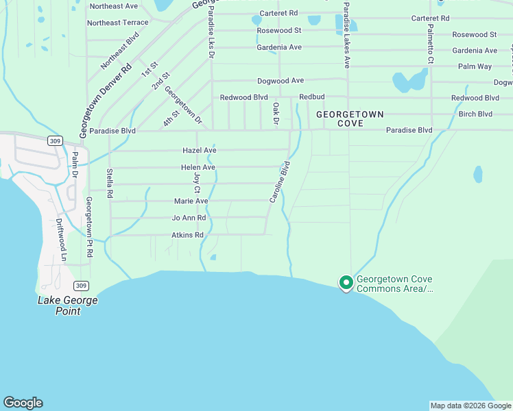 map of restaurants, bars, coffee shops, grocery stores, and more near 233 Marie Avenue in Georgetown