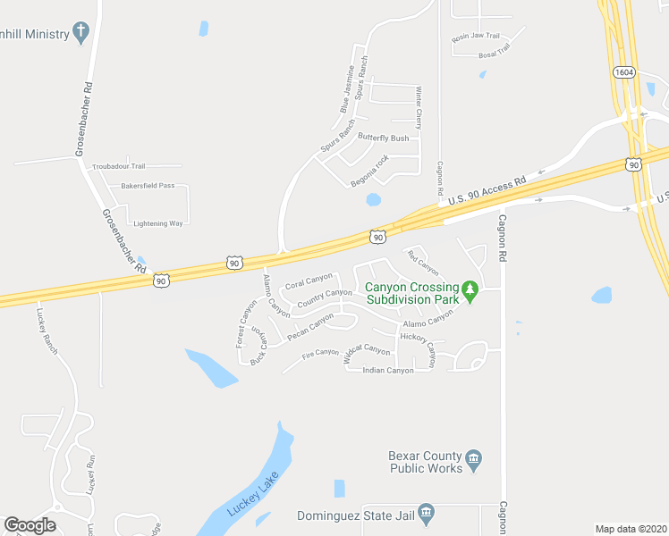 map of restaurants, bars, coffee shops, grocery stores, and more near 11407 Coral Canyon in San Antonio