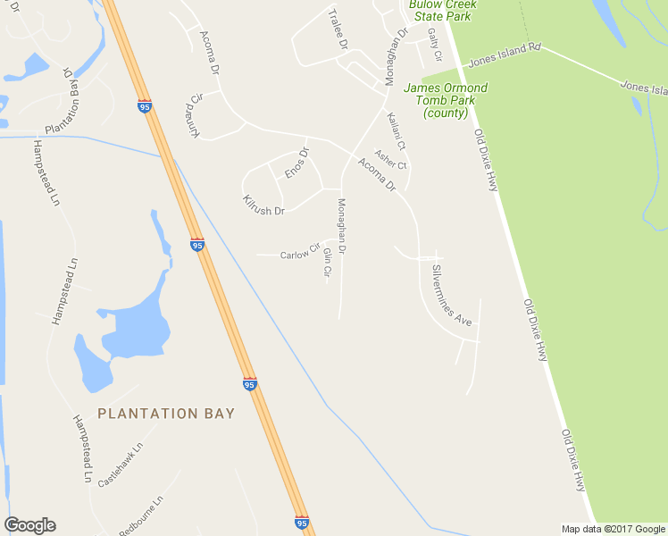 map of restaurants, bars, coffee shops, grocery stores, and more near 3023 Glin Circle in Ormond Beach