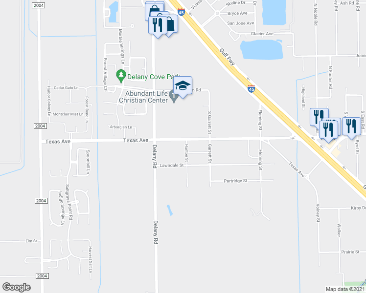 map of restaurants, bars, coffee shops, grocery stores, and more near 5103 Texas Avenue in La Marque