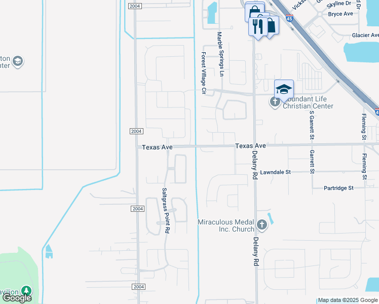 map of restaurants, bars, coffee shops, grocery stores, and more near 702 Silver Reef Lane in La Marque