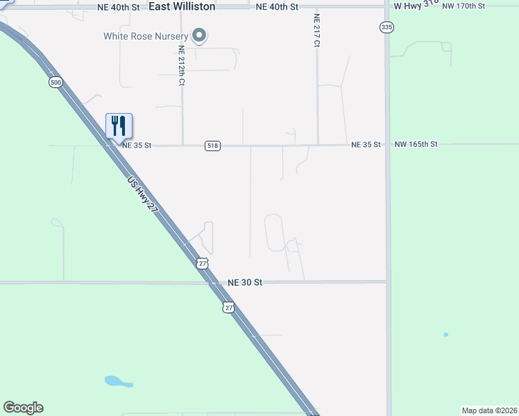 map of restaurants, bars, coffee shops, grocery stores, and more near 3291 Northeast 215th Avenue in Williston