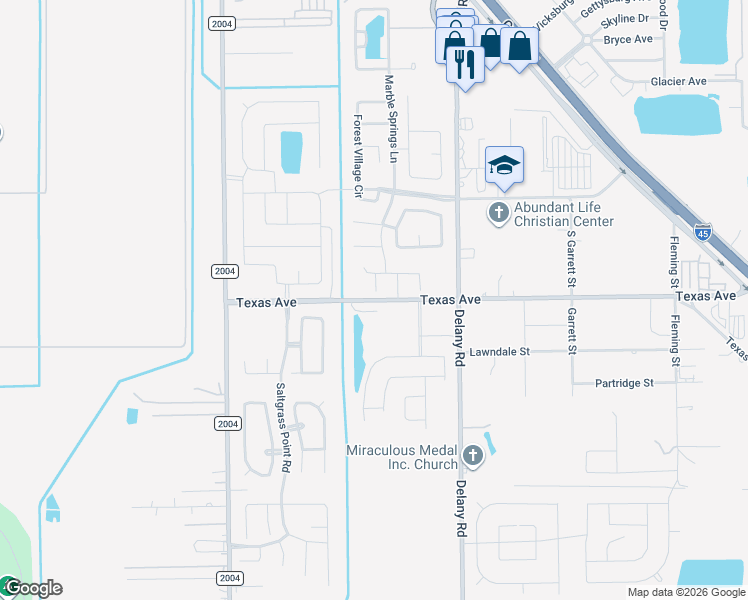 map of restaurants, bars, coffee shops, grocery stores, and more near 5449 Texas Avenue in La Marque