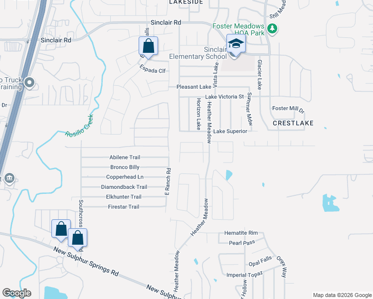 map of restaurants, bars, coffee shops, grocery stores, and more near 4706 East Ranch Road in San Antonio