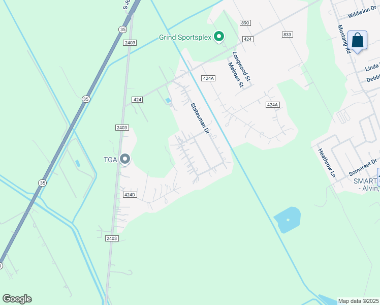 map of restaurants, bars, coffee shops, grocery stores, and more near 4719 Quail Run Drive in Alvin