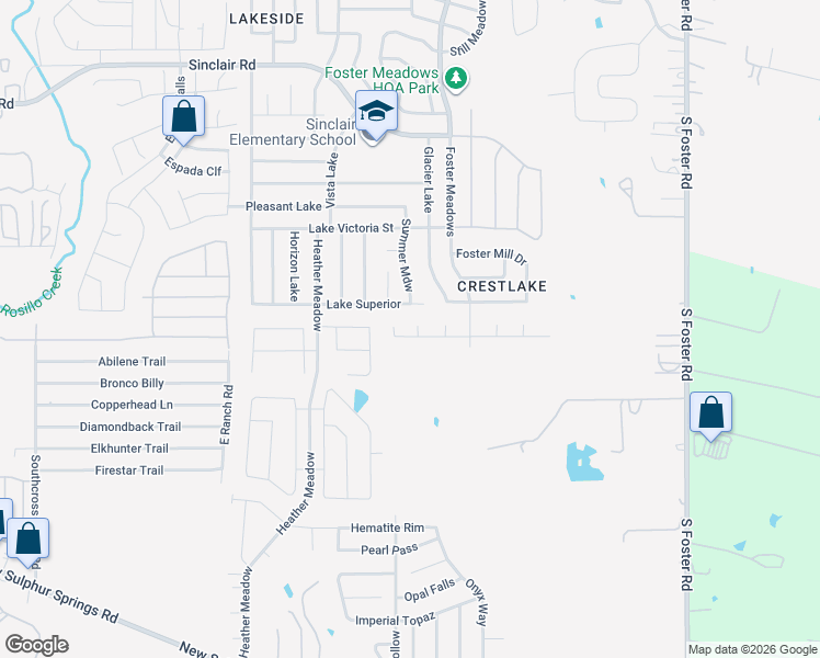 map of restaurants, bars, coffee shops, grocery stores, and more near 4615 Le Villas in San Antonio