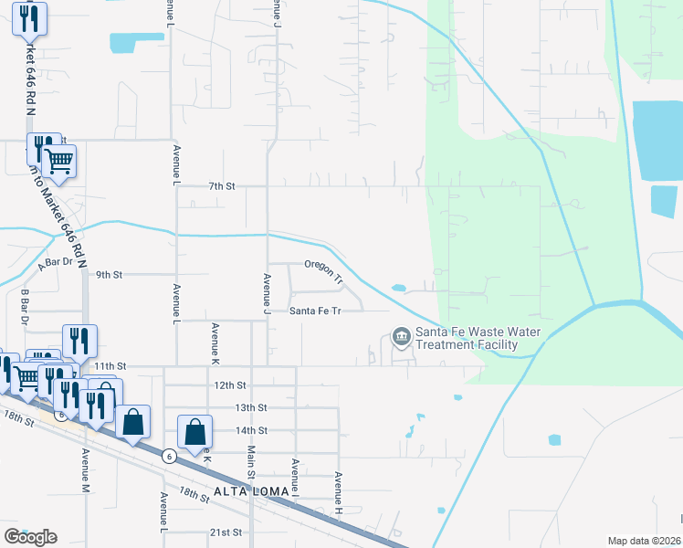 map of restaurants, bars, coffee shops, grocery stores, and more near 11802 Oregon Tr in Santa Fe