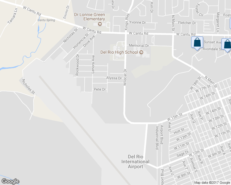map of restaurants, bars, coffee shops, grocery stores, and more near 191 Wildcat Drive in Del Rio