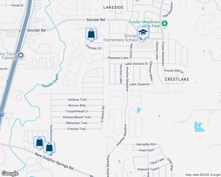map of restaurants, bars, coffee shops, grocery stores, and more near 5911 Granite Quarry in San Antonio