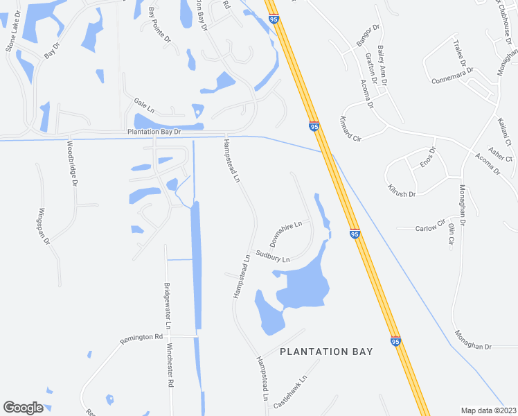 map of restaurants, bars, coffee shops, grocery stores, and more near 1023 Hampstead Lane in Ormond Beach