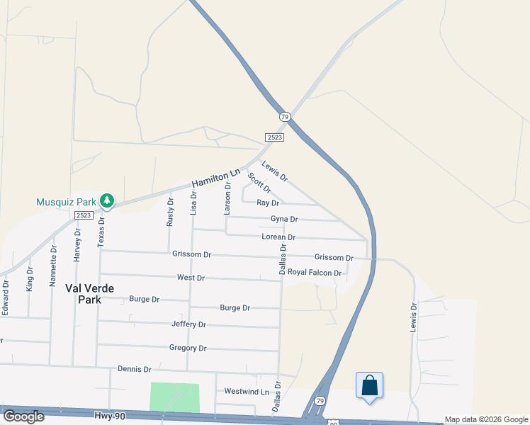 map of restaurants, bars, coffee shops, grocery stores, and more near 118 Gyna Drive in Del Rio