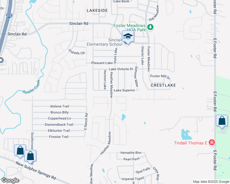 map of restaurants, bars, coffee shops, grocery stores, and more near 6210 Lake Superior Street in San Antonio