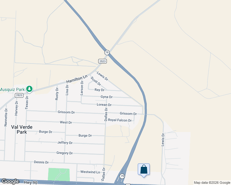 map of restaurants, bars, coffee shops, grocery stores, and more near 216 Gyna Drive in Del Rio