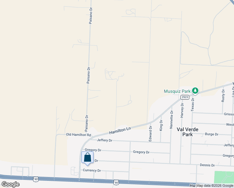 map of restaurants, bars, coffee shops, grocery stores, and more near Alma Drive in Del Rio