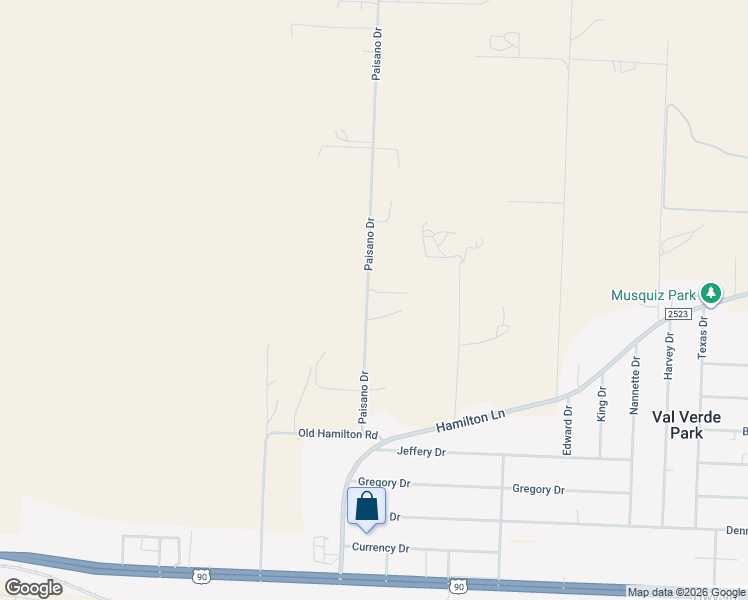 map of restaurants, bars, coffee shops, grocery stores, and more near 3026 Paisano Drive in Del Rio