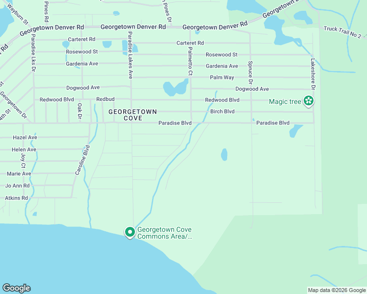map of restaurants, bars, coffee shops, grocery stores, and more near 124 Huntington Drive in Georgetown