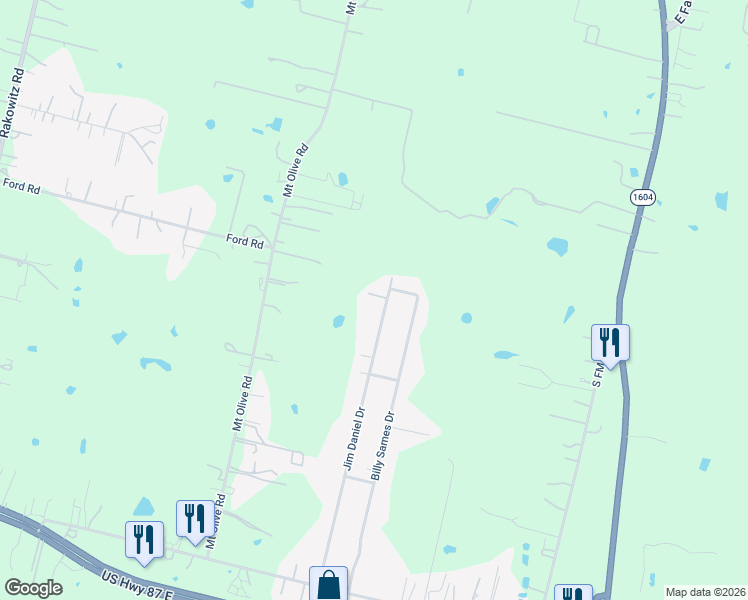 map of restaurants, bars, coffee shops, grocery stores, and more near 3903 Jim Daniel Drive in Adkins