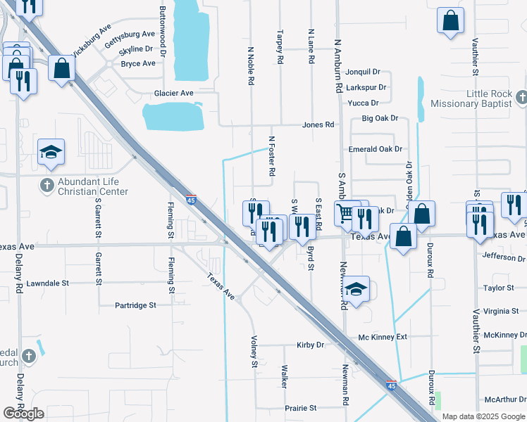 map of restaurants, bars, coffee shops, grocery stores, and more near 214 Blanchard Street in Texas City