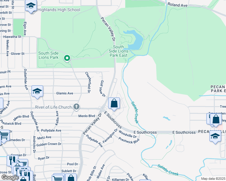 map of restaurants, bars, coffee shops, grocery stores, and more near in San Antonio